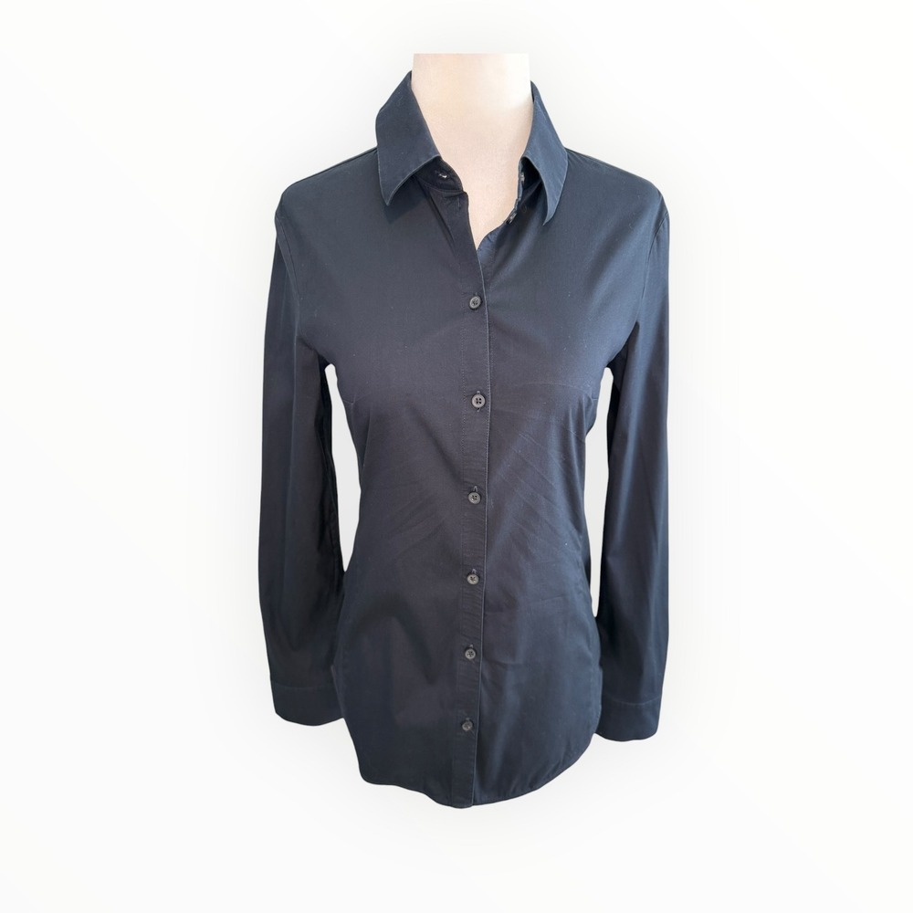 COS Navy Blue Button Down Shirt Classic Fit Long Sleeve Women US 4